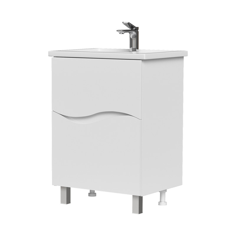 Тумба Volna 60, напольная, 2 ящ., белая (под раковину Фостер 60), VOLNA