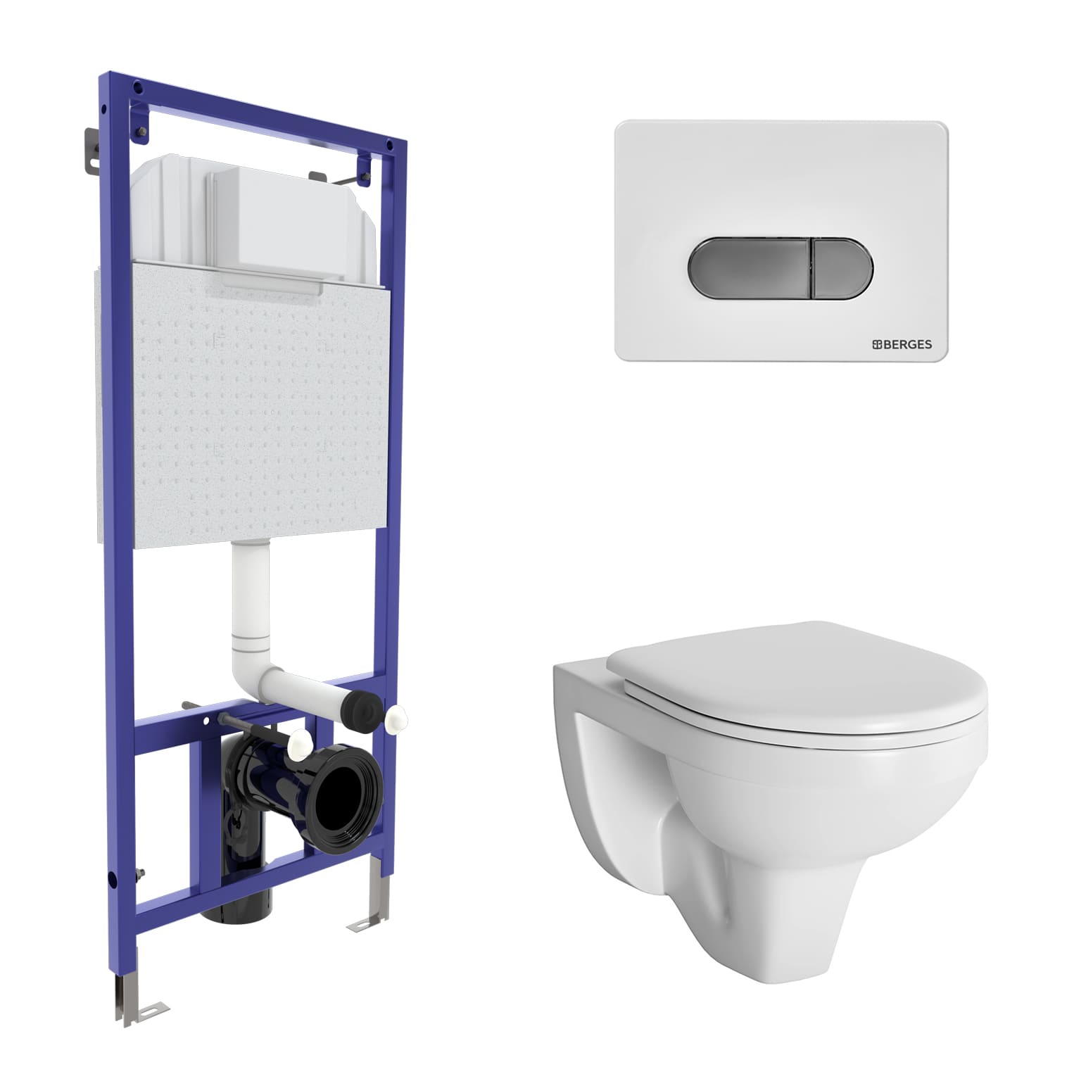 Комплект для монтажа подвесного унитаза GAMMA: инсталляция NOVUM525, кнопка D7, унитаз  с сиденьем G