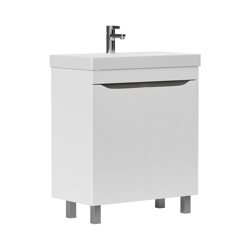 Тумба Lake 70, напольная, 2 дв., белый/серый оникс (под раковину 9696-70), VOLNA