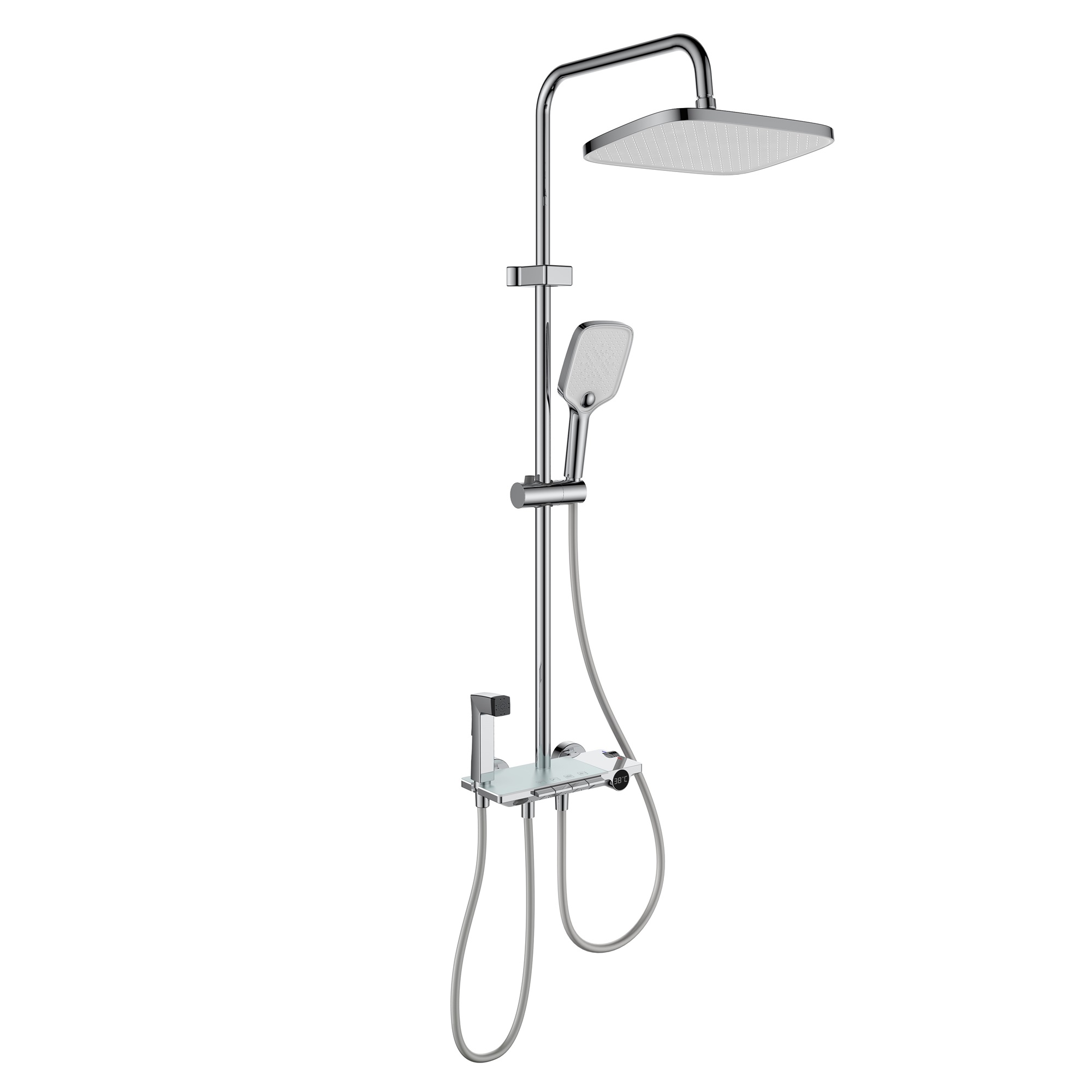 Душевая стойка PULSAR на 4 потребителя, с термостатом, хром, BERGES