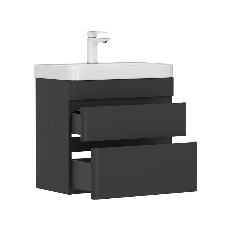 Тумба EQUIL Eltoro 60 подвесная 2 ящ. черный софт (под раковину 9595-60)