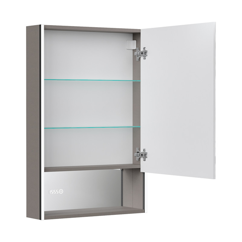 Зеркальный шкаф EQUIL Ferro LED 60 с часами правый лен антрацит