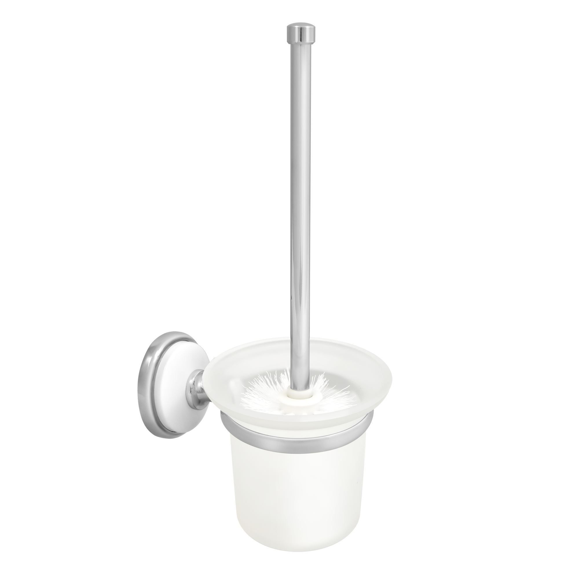 Ершик туалетный стеклянный "Solinne", B-51114, хром, стекло-сатин, Коллекция Blanco