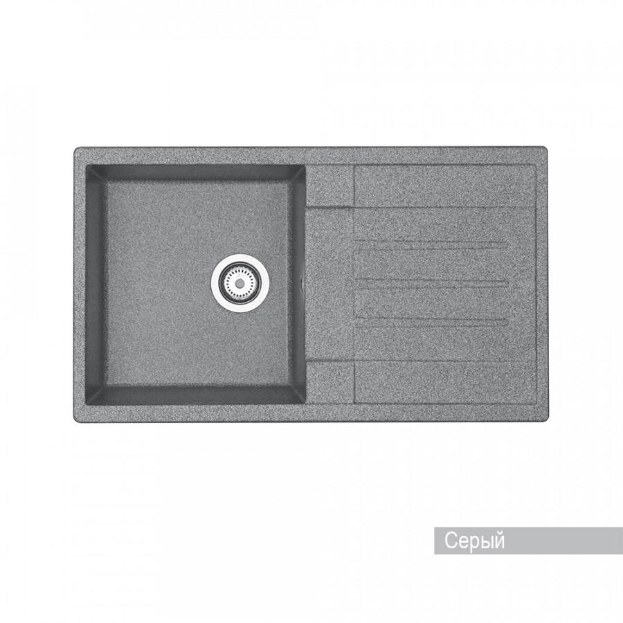 Мойка для кухни  Верона 855x500x210 мм, прямоуг. с крылом, серый
