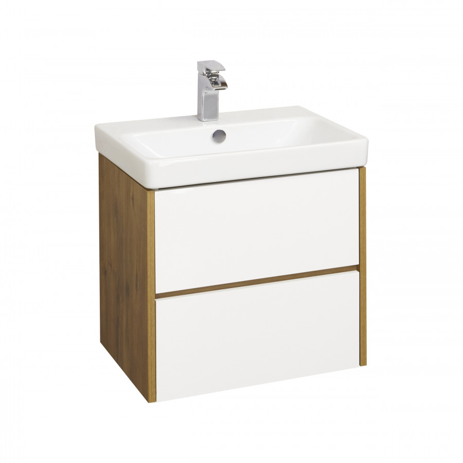 Тумба СКАНДИ 70, белая, дуб рустикальный (под раковину АДРИАНА 70) 