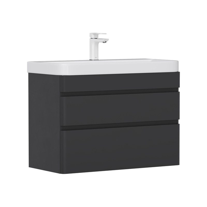 Тумба EQUIL Eltoro 80 подвесная 2 ящ. черный софт (под раковину 9595-80)