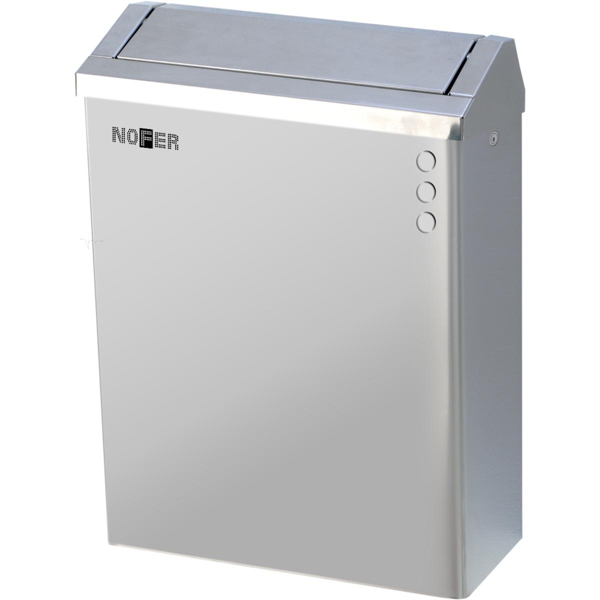 Контейнер для мусора настенный из нержавеющей стали матовый 23 л. С крышкой и замком
