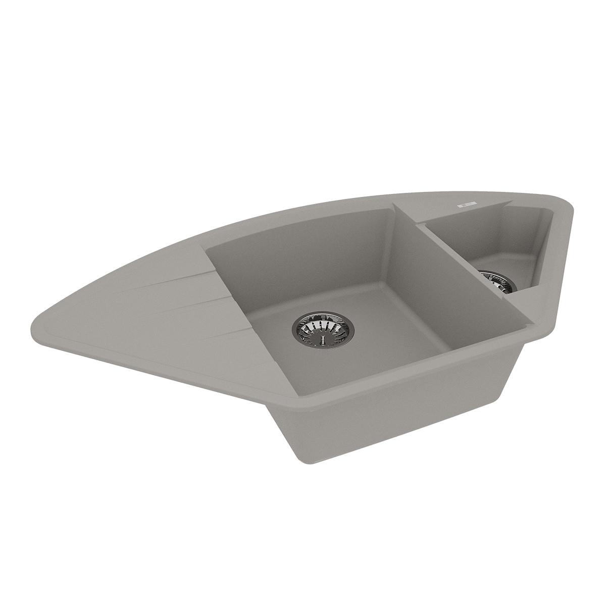 Кухонная мойка Lemark IRKANA 980 врезная угловая с доп. чашей и крылом из кварцгранита, Грей