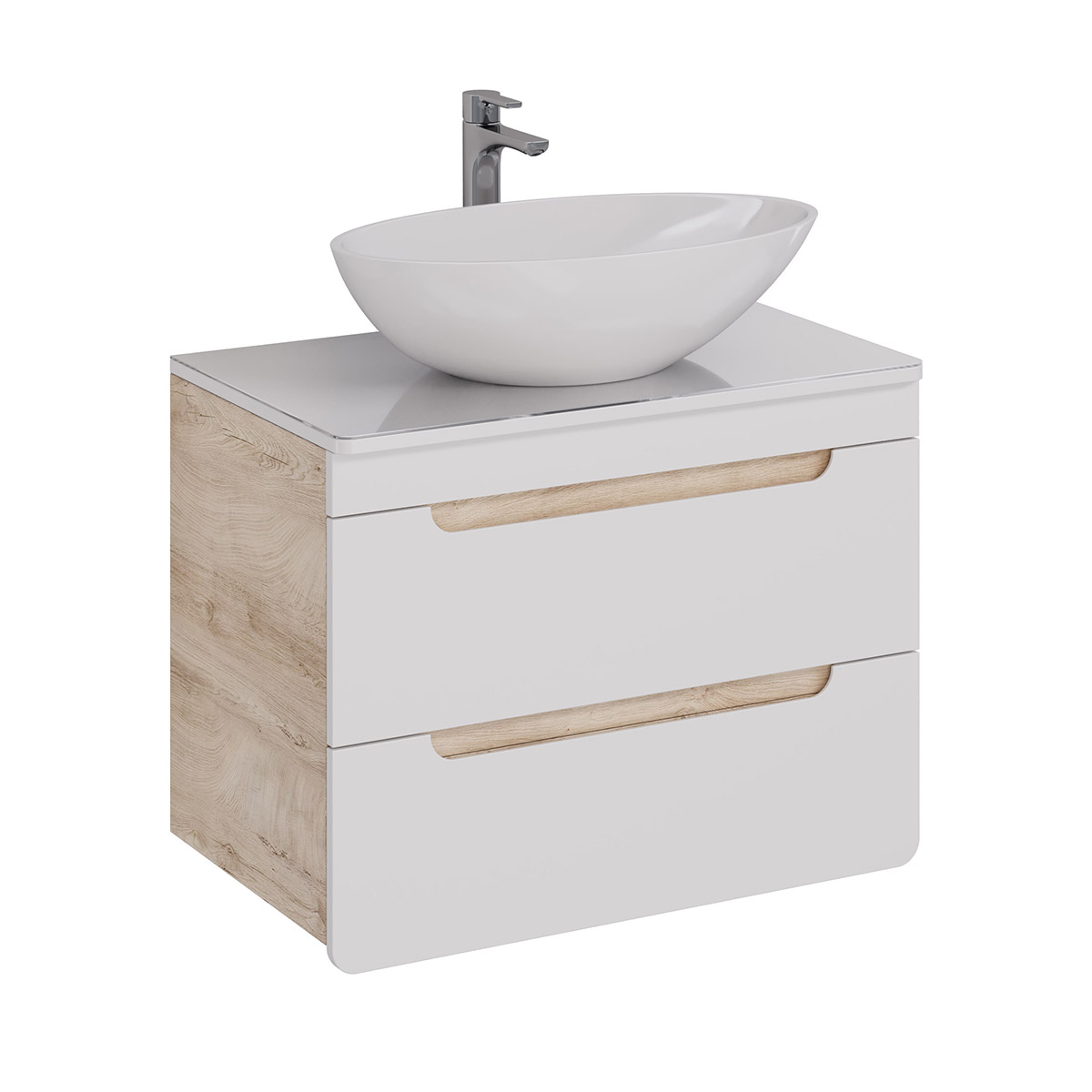 Тумба Lemark OLIVIA 80 см под 1 раковину, подвесная, 2 ящика, цвет корпуса: Дуб кантри, цвет фасада: