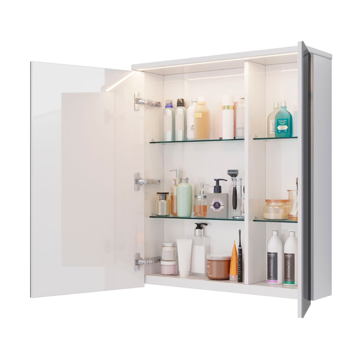 Шкаф зеркальный Lemark ZENON 70х80 см 2-х дверный, с козырьком-подсветкой, с розеткой, цвет корпуса: