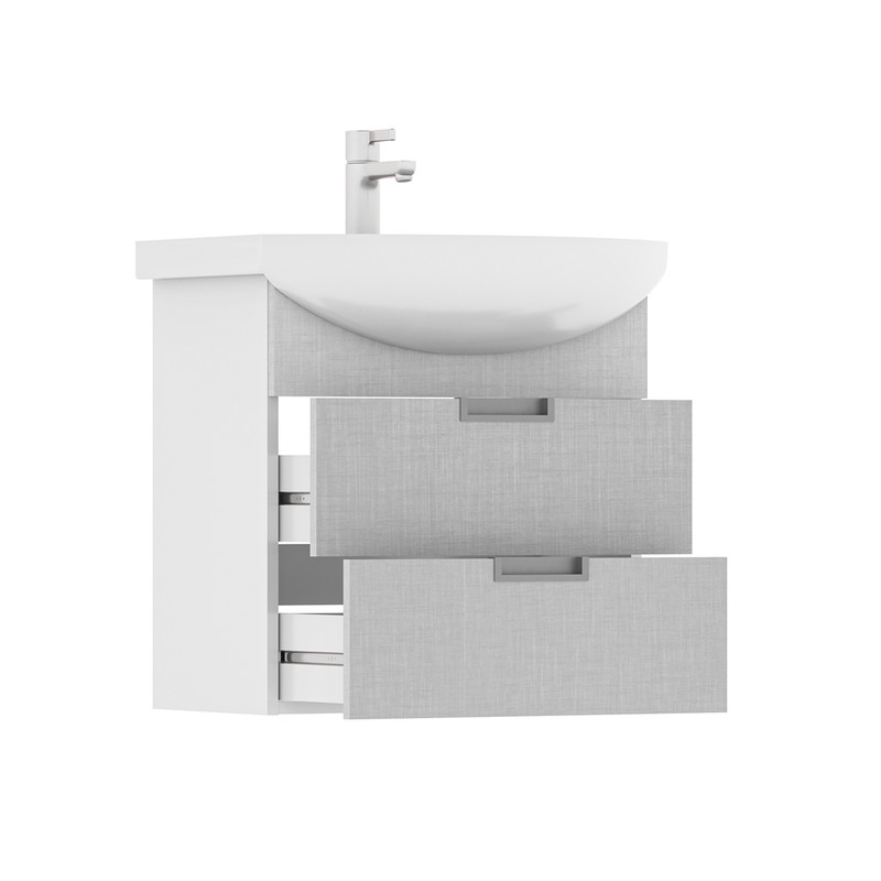 Тумба Vario 60, подвесная, 2 ящ., цемент/белый (под раковину Балтика 60), VOLNA