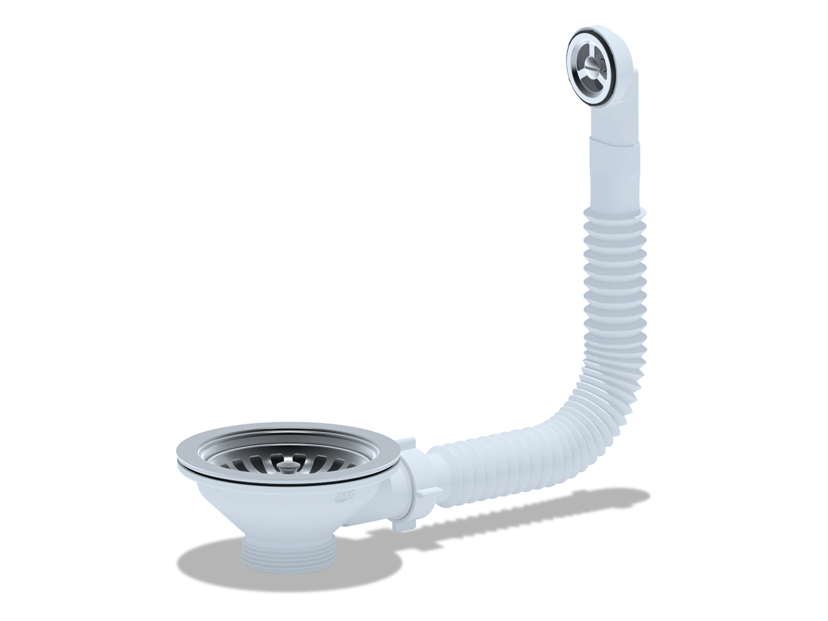 Перелив гибкий для мойки АНИ Пласт N320S с круглым вертикальным корпусом 3 1/2 дюйма