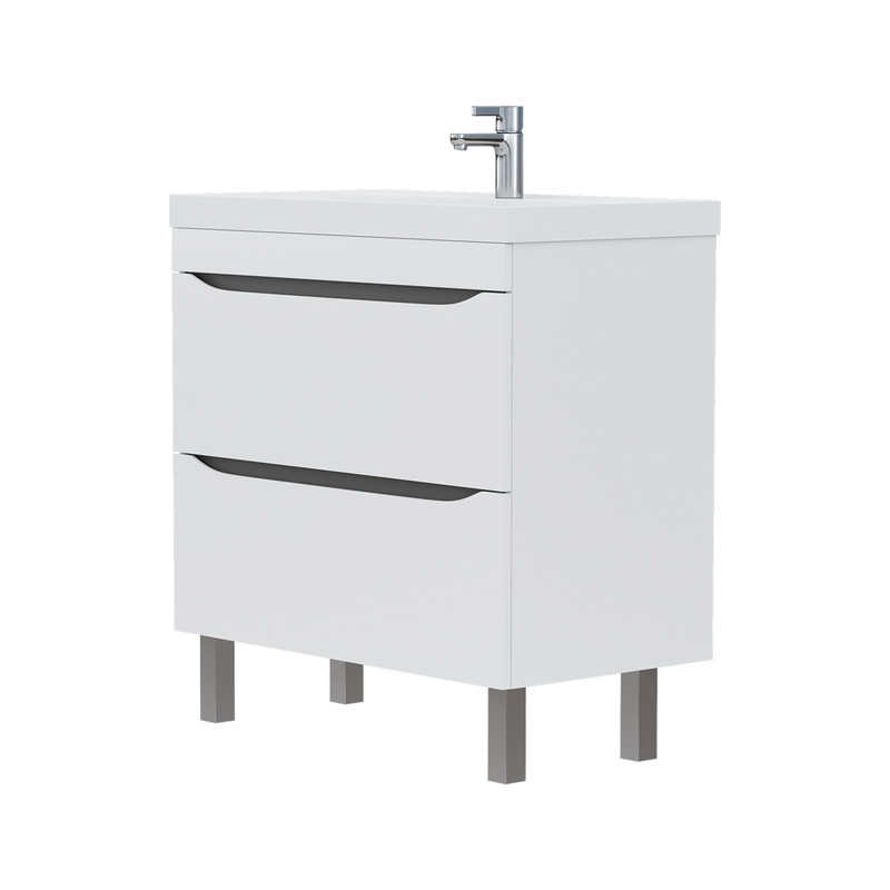 Тумба Prime 80, подвесная, 2 ящ., белый/темно-серый (под раковину 78857(80), VOLNA