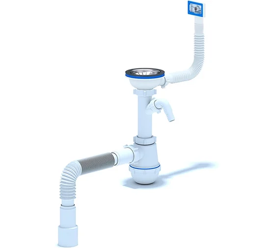 Сифон для мойки АНИ Пласт Грот A1045SA15 3 1/2 дюйма 40 с гибким переливом и гибкой трубой