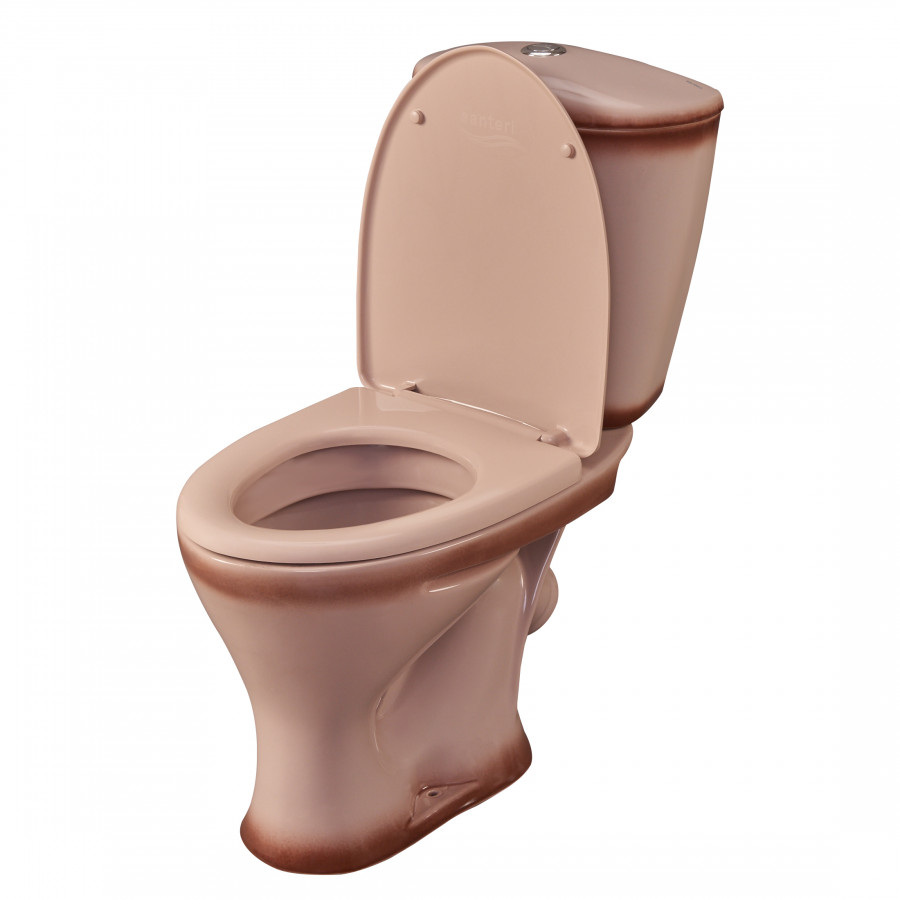 Унитаз-компакт "Версия" наклонный выпуск, с кнопочной арматурой и сиденьем, бежевый  SANTERI