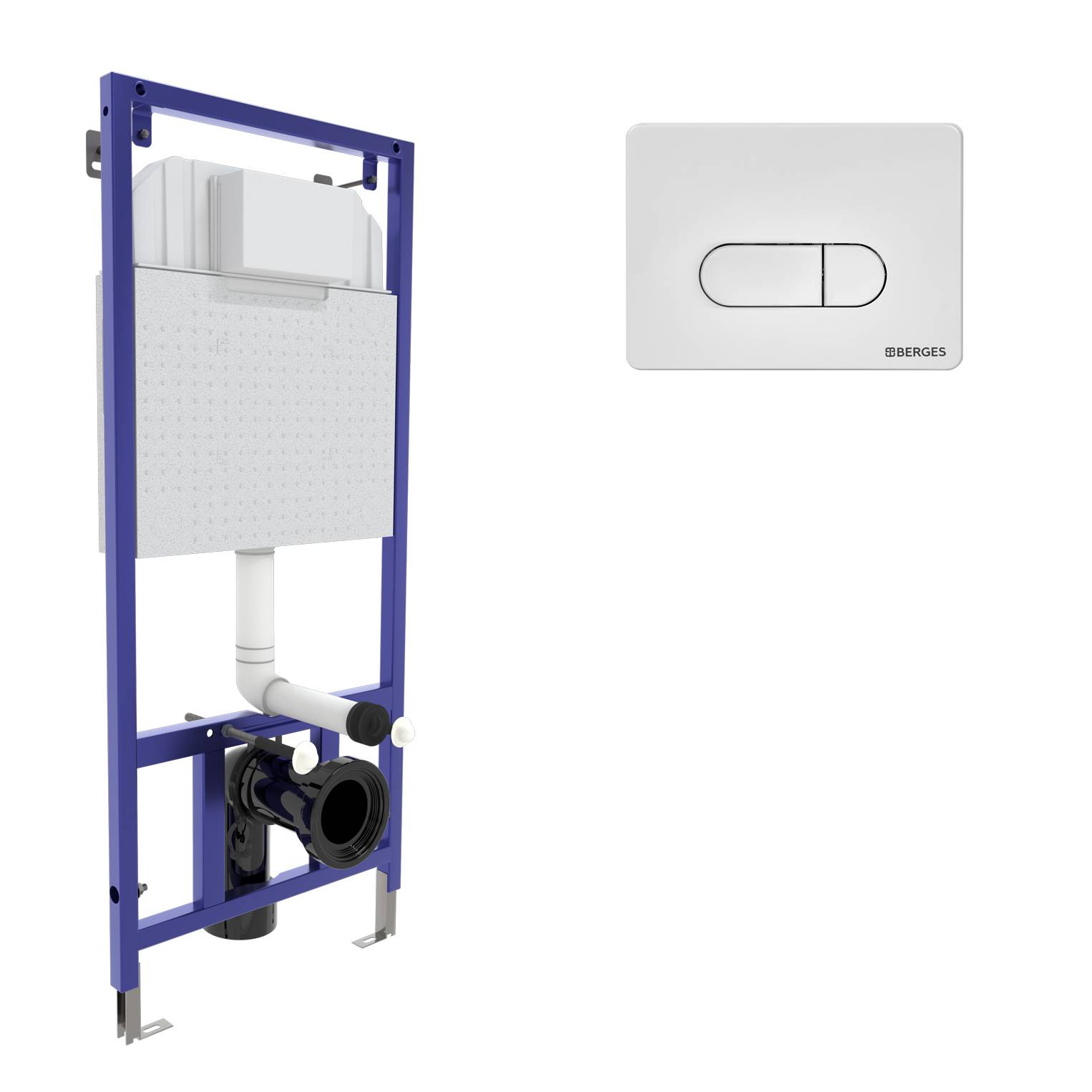 Инсталляция  для скрытого монтажа унитаза NOVUM кнопка D1, белая, BERGES