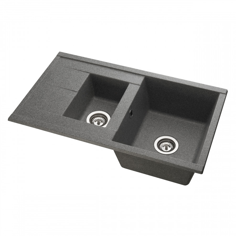 Мойка для кухни  Делия 87 870x510x218 мм, прямоуг. с крылом и доп. чашей, серый