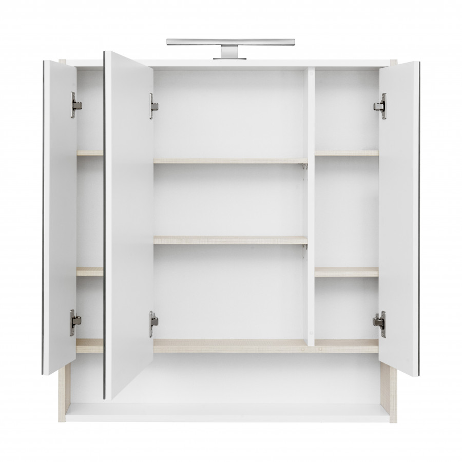 Зеркальный шкаф РИКО 80, белый, ясень фабрик