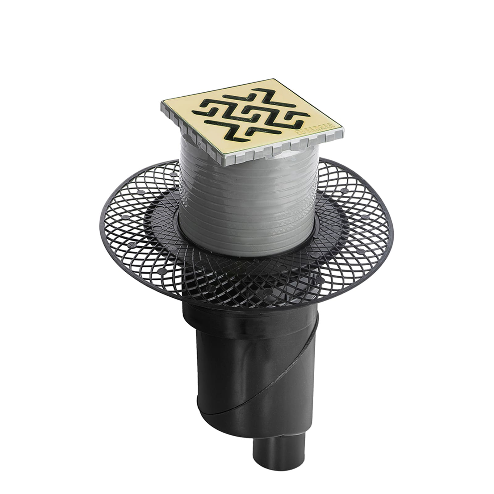 Трап водосток PLATZ Antik 100х100, бронза, S-сифон D50/105 H50 вертикальный, BERGES