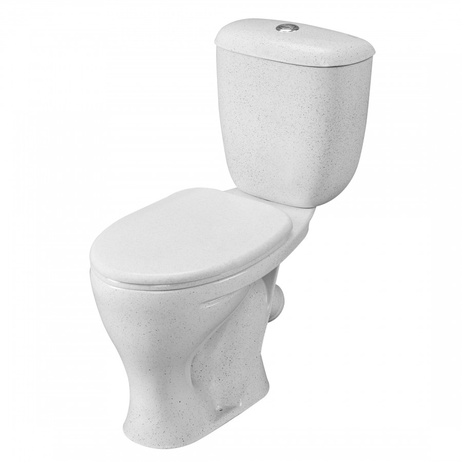 Унитаз-компакт "Воротынский" косой выпуск, с кнопочной арматурой и сиденьем, крап на белом SANTERI