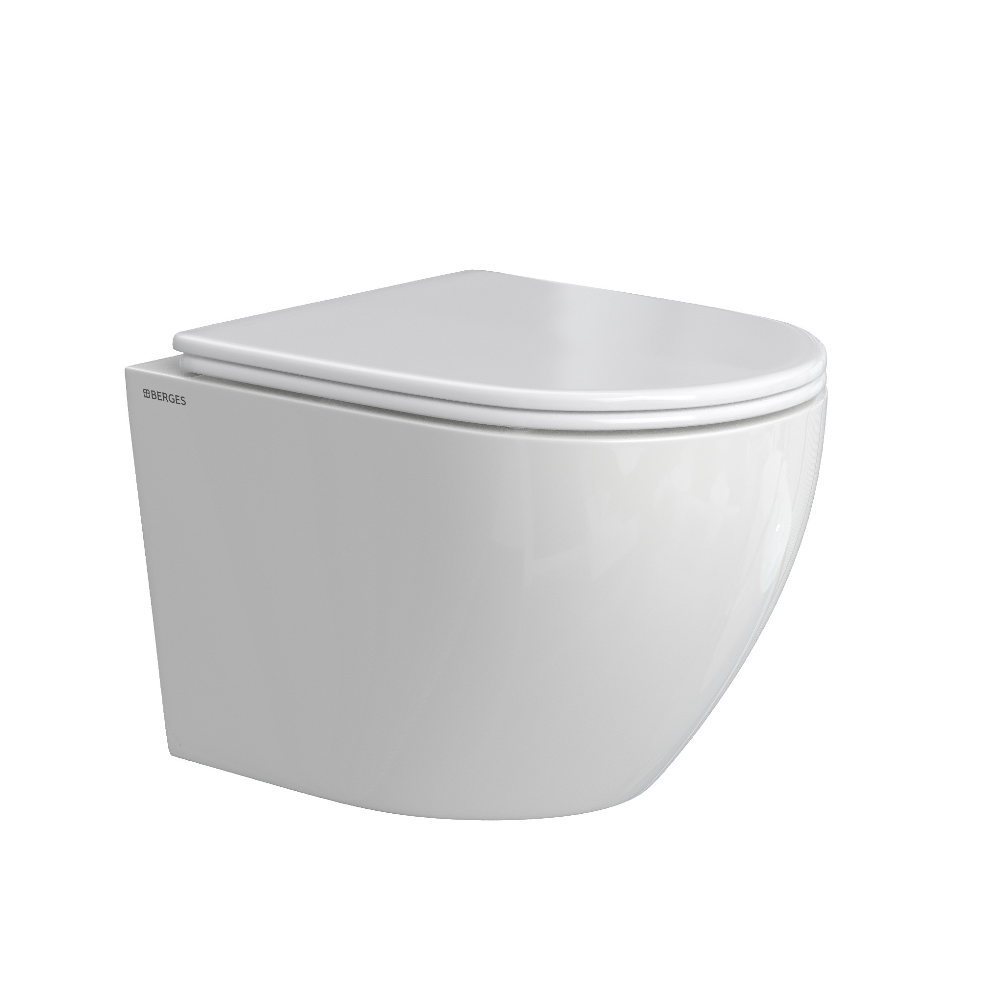 Унитаз подвесной OKUS Rimless, сиденье дюропласт, микролифт, быстросьем, белый, BERGES