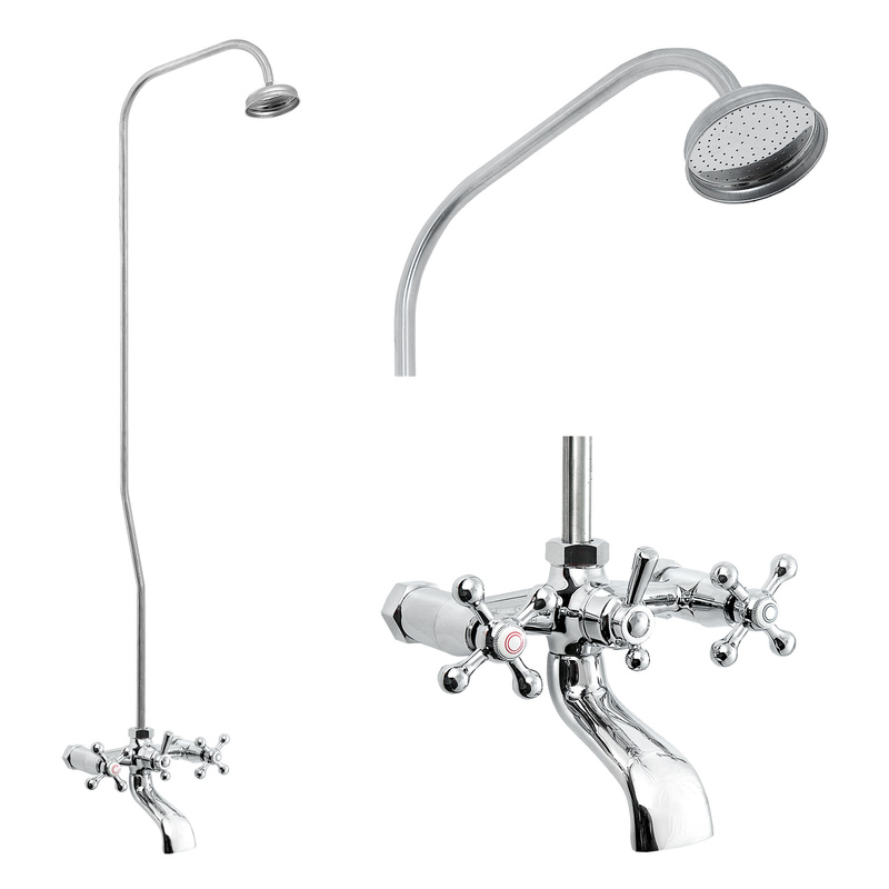 Смеситель для ванны СЛАВЕН Коттедж СЛ-ДВ-А60 с верхним душем хром