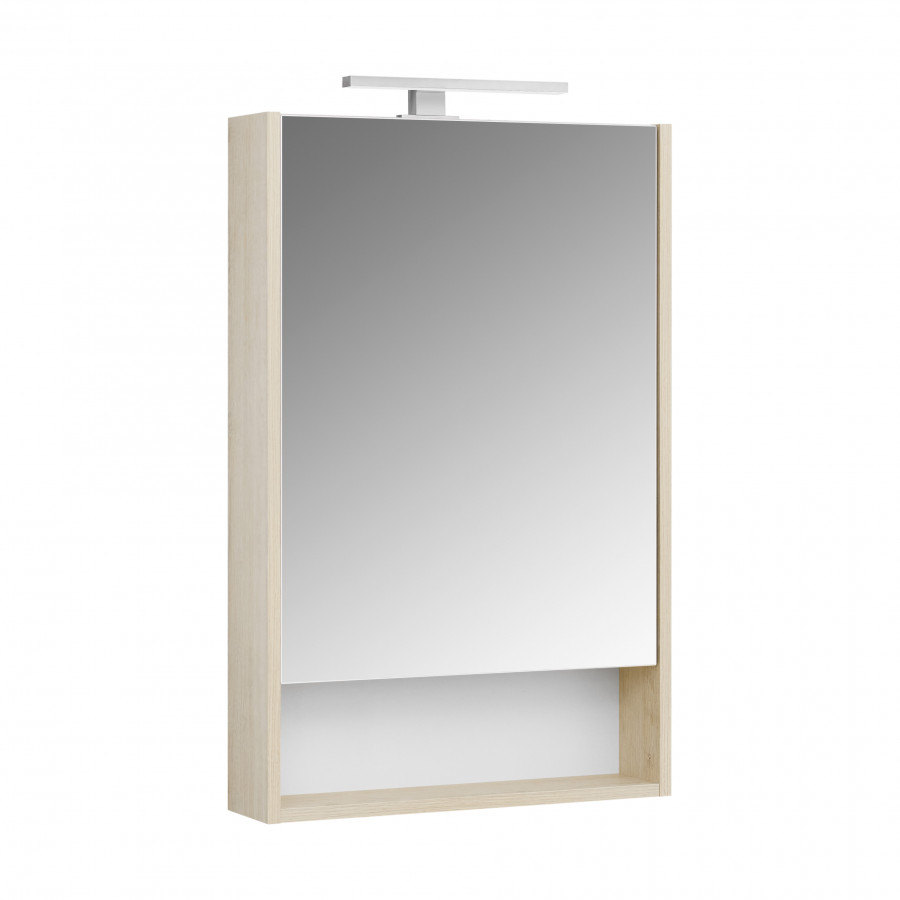 Зеркальный шкаф СКАНДИ 55, белый, дуб верона