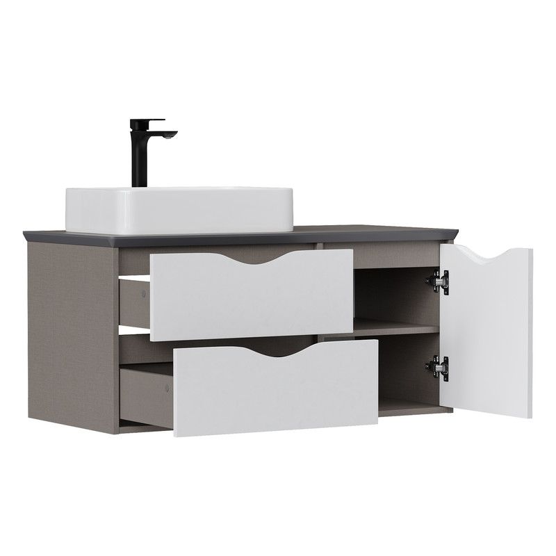 Тумба EQUIL Smile 40 под столешницу (100L 120L) подвесная 1дв. R белый/лен антрацит