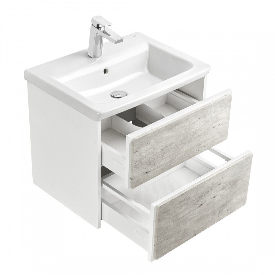 RONDA Тумба под раковину GAP 60, бетон/белый глянец, ROCA