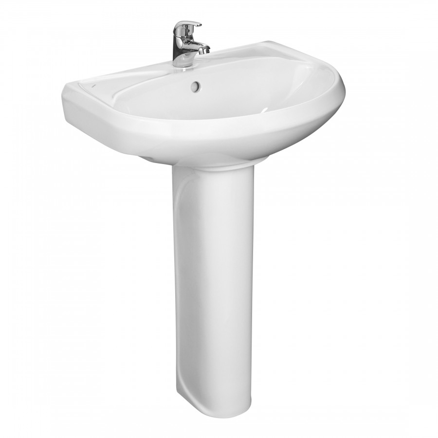 Умывальник "Вест" 57,5 см. с отв., с переливом (хром. кольцо) 1 сорт SANTERI