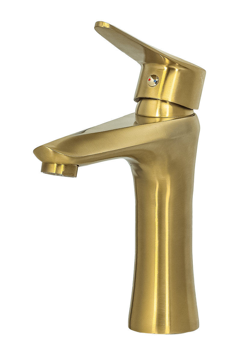 Смеситель для раковины ПРОФСАН ПСМ-303-5 STEEL нержавеющая сталь AISI-304 тип См-УмОЦБА Золото