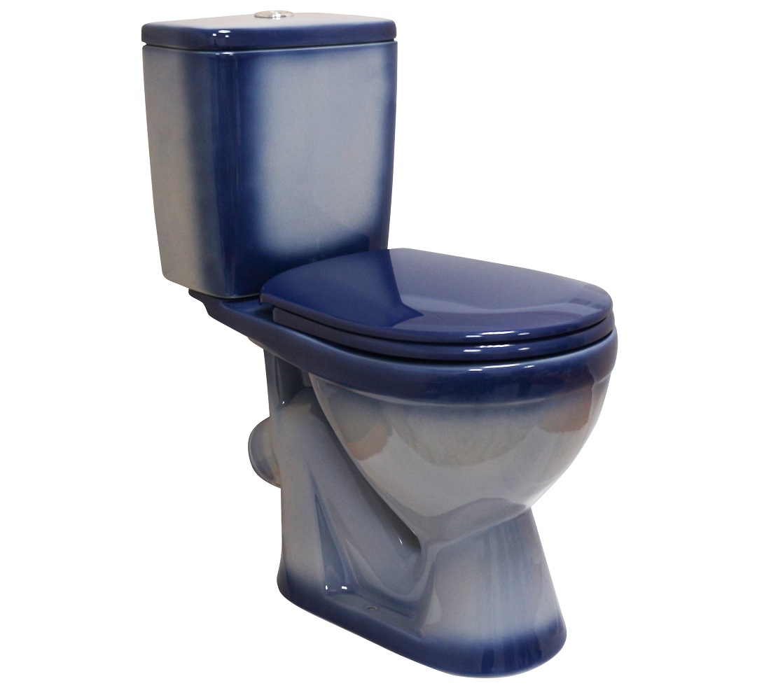 ЛИРА Унитаз-компакт наклон. вып., с арматурой, сиденьем, креплением, синий. ROSA