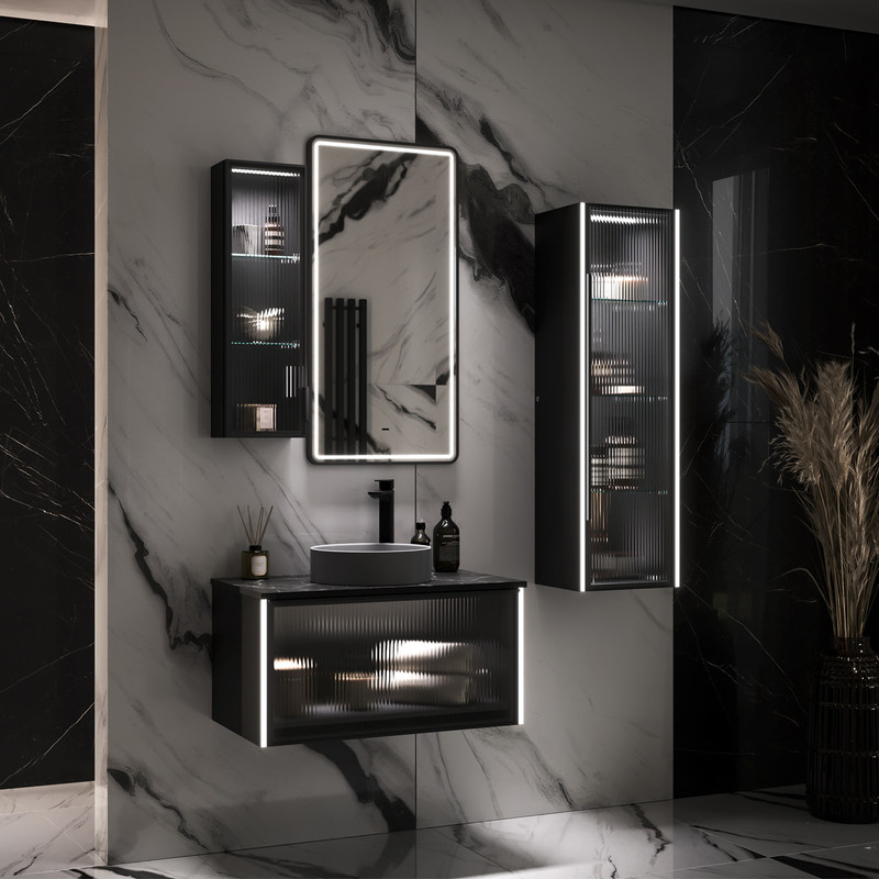 Зеркало с подсветкой EQUIL STOUNE 500х900 мм, черный (zkSTOUNE50-15)