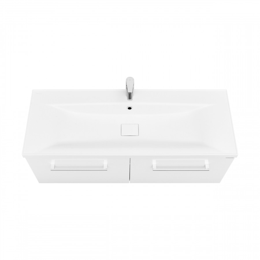 Тумба МАДРИД 120 М, 2 ящика, белая (под раковину АЙРИС М 120, АЙРИС 120, ПРЕМЬЕР М 120, ПРЕМЬЕР 120)
