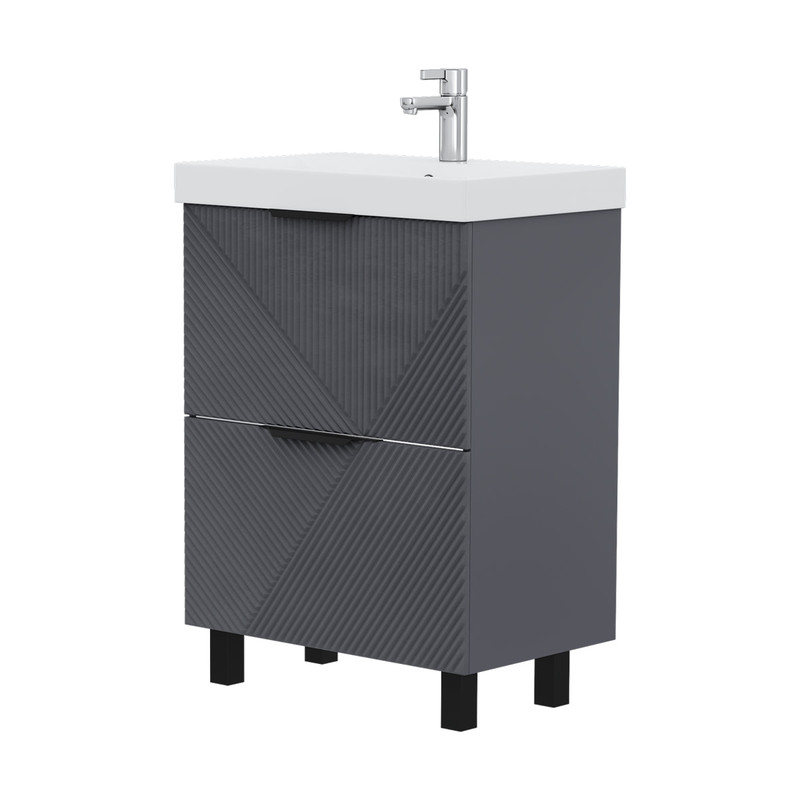 Тумба Geometry 60, напольная, 2ящ., графит (под раковину 9696-60), VOLNA