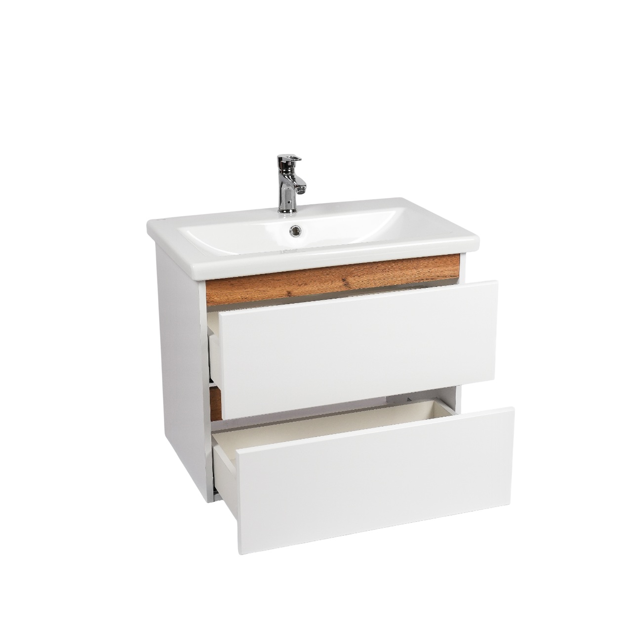 Тумба под раковину VIANT МАЛЬТА 80 подвесная белый/дуб вотан (VMAL80CO-T2YP)