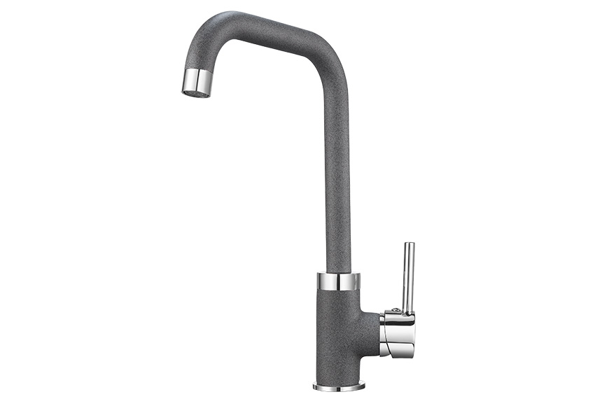 0041, ГРАФИТ Смеситель для кухни однорыч., черно-сер., GRANULA