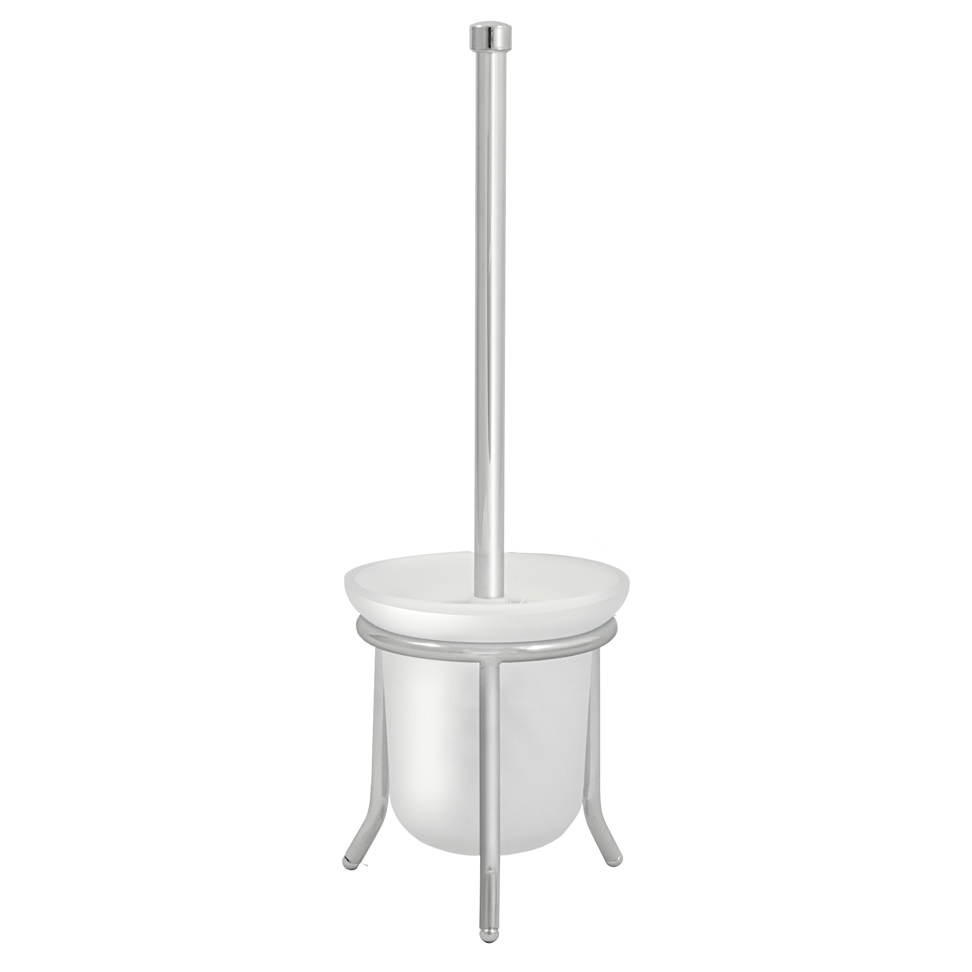 Ершик напольный стеклянный "Solinne", 11062, хром, стекло-сатин, Коллекция Base