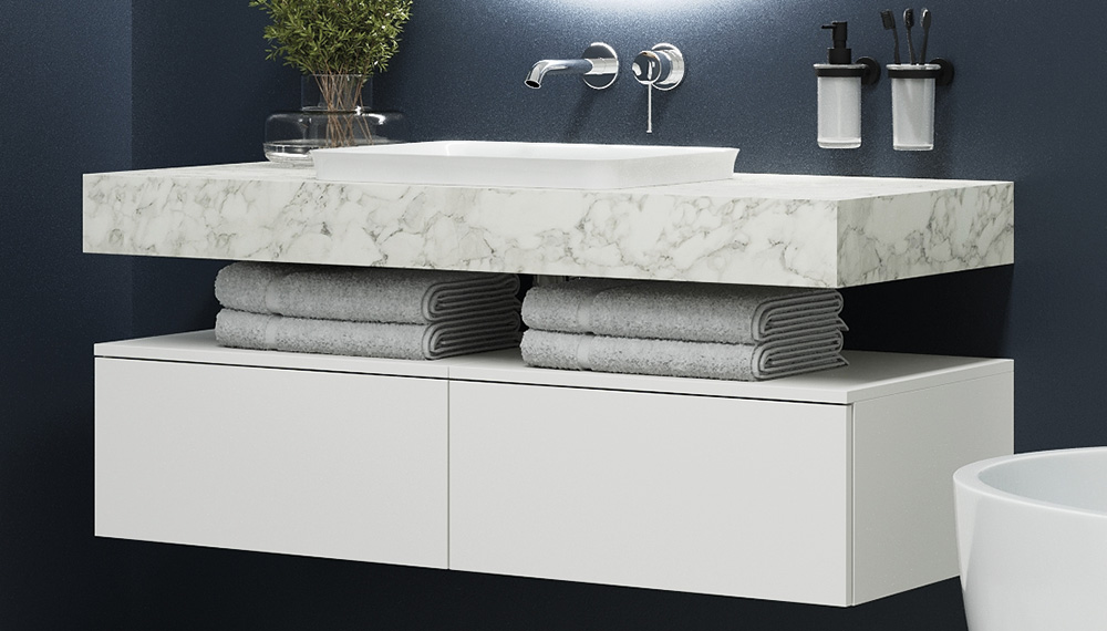 Столешница VELVEX Unit 120 белый мрамор