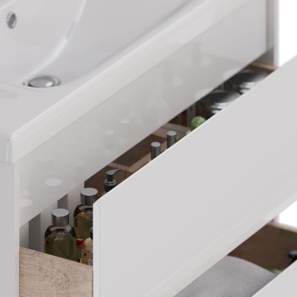 Тумба Lemark COMBI 100 см под 1 раковину, подвесная/напольная, 2 ящика, цвет корпуса, фасада: Белый 