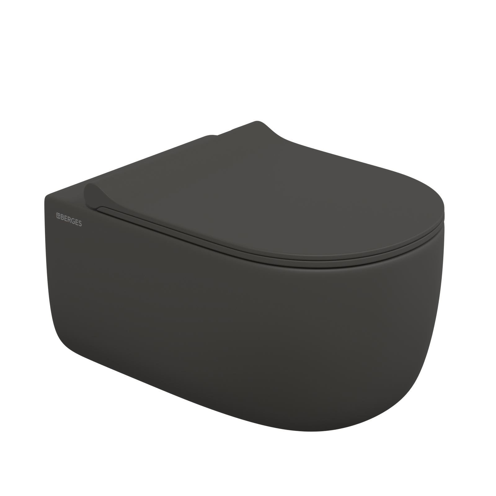 Унитаз подвесной EGO XL, микролифт, быстросъемное, антрацит матовый, BERGES