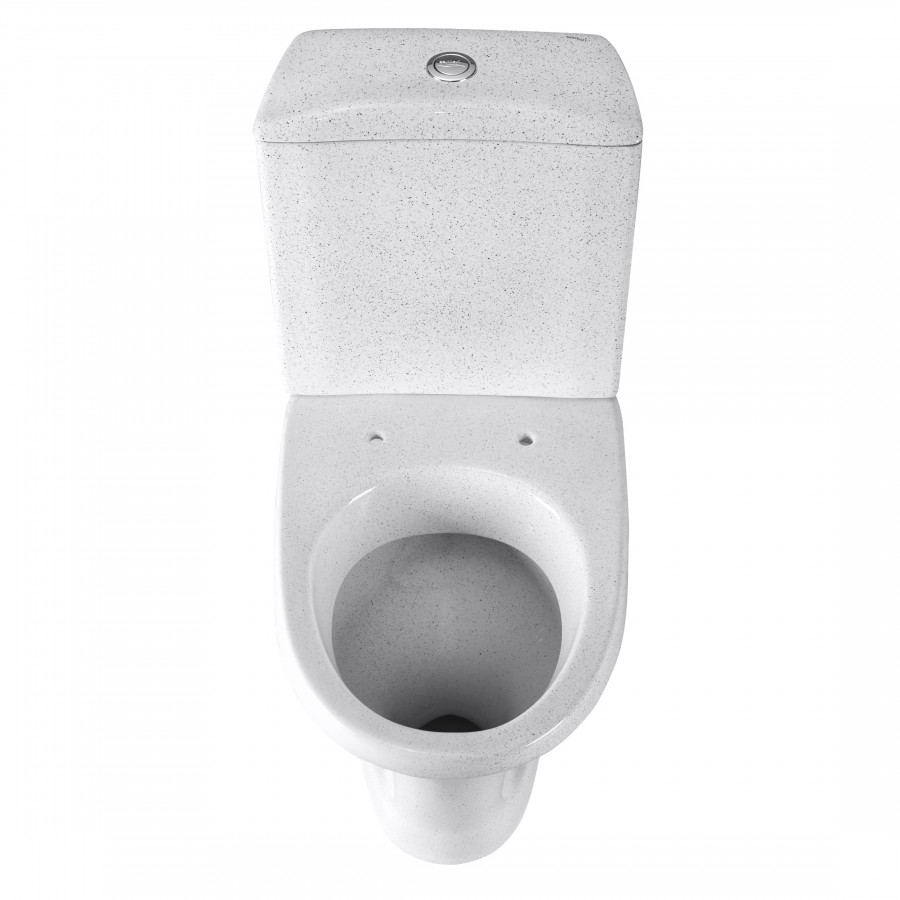 Унитаз-компакт "Вест" наклонный выпуск, с кнопочной арматурой и сиденьем, крап на белом. SANTERI