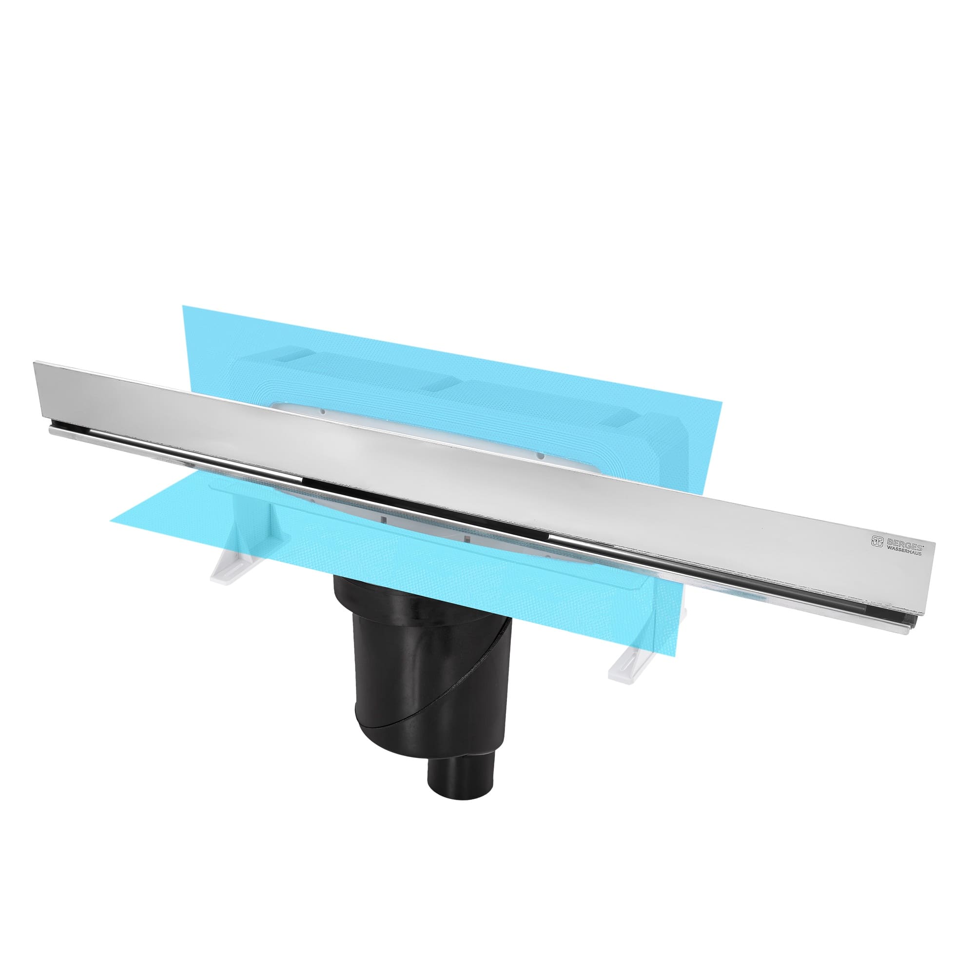 Желоб водосток WALL 600 пристенный, матовый хром, S-сифон D50/105 H50 вертикальный, BERGES