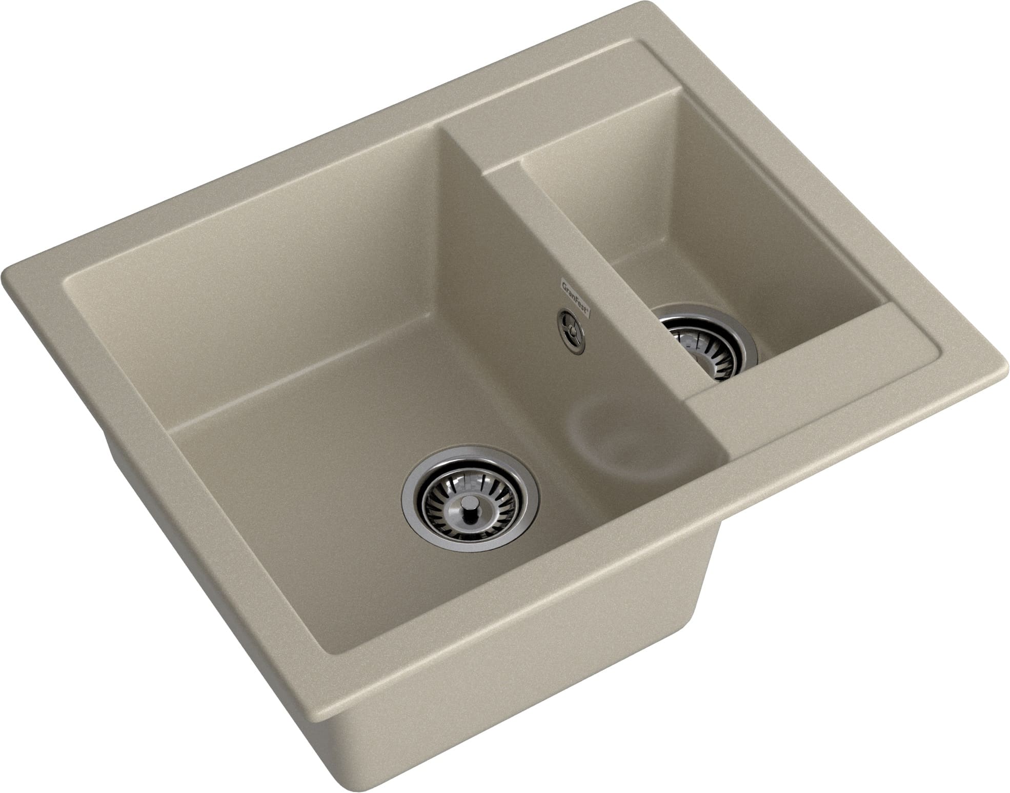 GRANFEST Мойка композит QUADRO GF-Q--610K 1.5-чаши. 610*500мм  топаз арт.GF-
