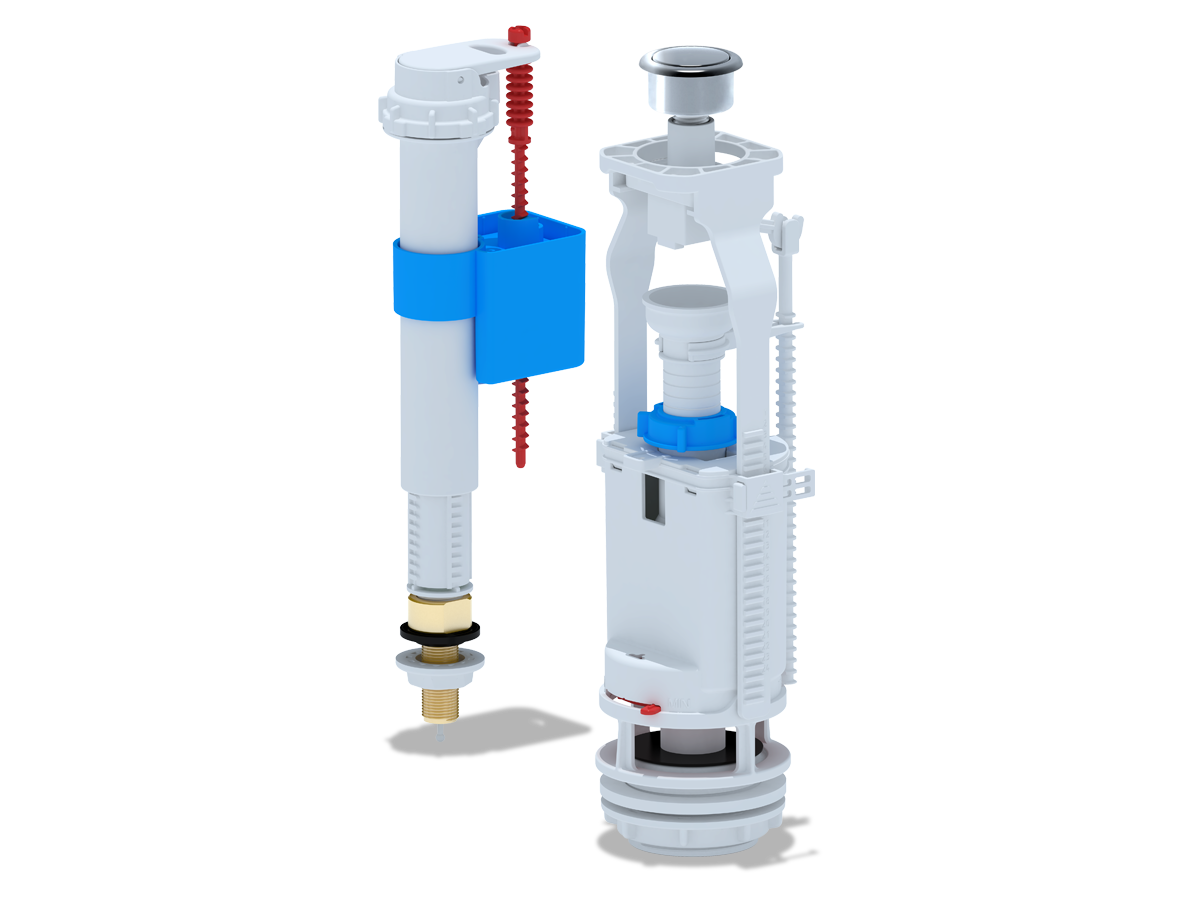 Набор с ниж. под. 3/8 латунь,     кнопка хром, ANI PLAST