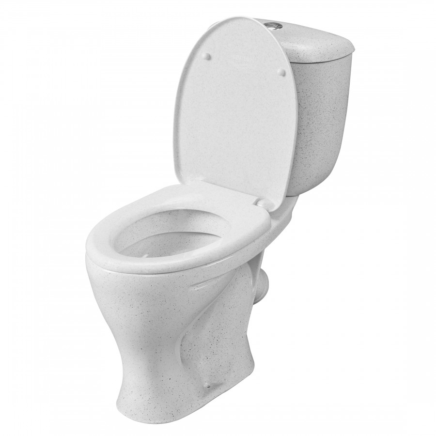Унитаз-компакт "Воротынский" косой выпуск, с кнопочной арматурой и сиденьем, крап на белом SANTERI