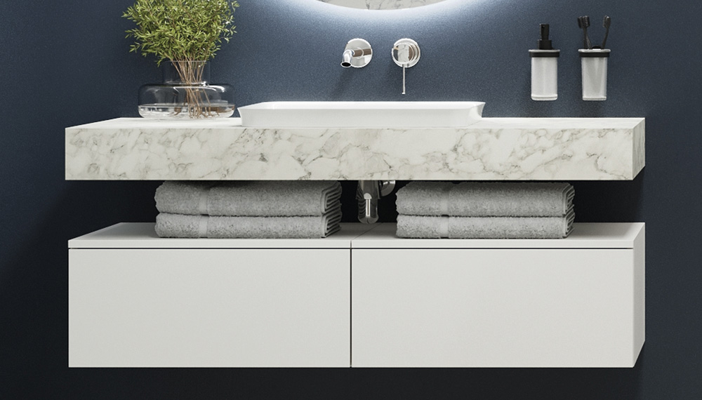 Столешница VELVEX Unit 120 белый мрамор