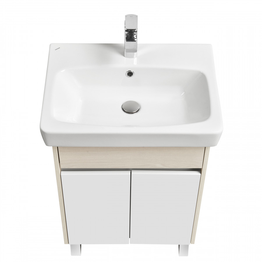 Тумба ВЕРДИ 60 Н, на ножках, белая, ясень фабрик (под раковину НЕО 60)