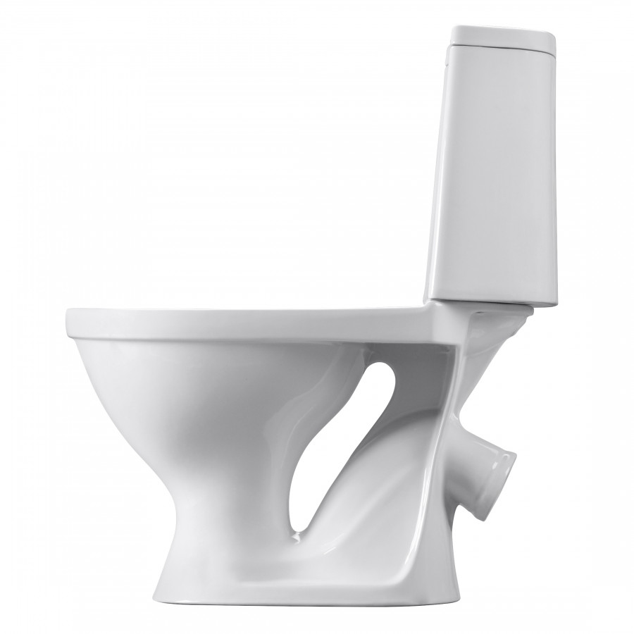 Унитаз-компакт "Прайм", косой выпуск, с 2-режимной кнопочной арматурой и сиденьем полипропилен. SANT