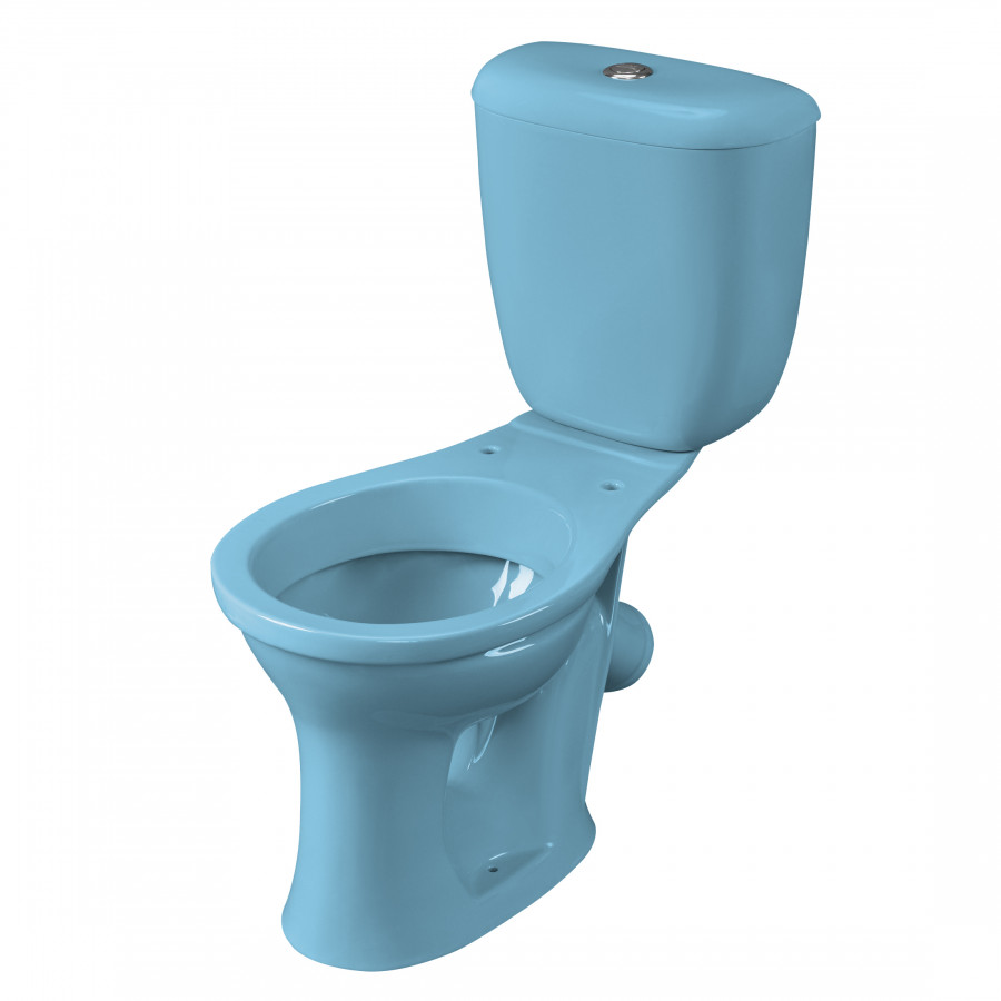 Унитаз-компакт Виктория косой выпуск, н/п., кноп. арматурой и сиденьем полипропилен, голубой SANTERI
